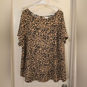 Women's Plus Size Blouse Short Sleeve Animal Pattern